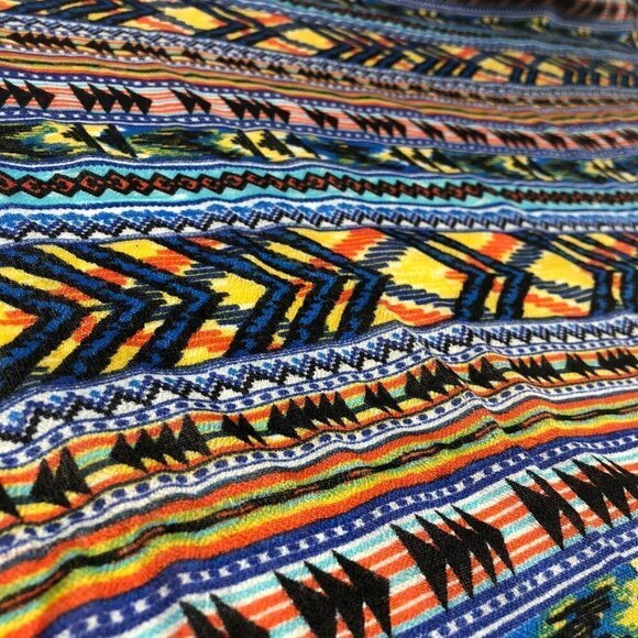 Artsy Boho Lightweight Summer Aztec Arrow Bright Fun Blue Yellow Orange Scarf - Picture 5 of 12